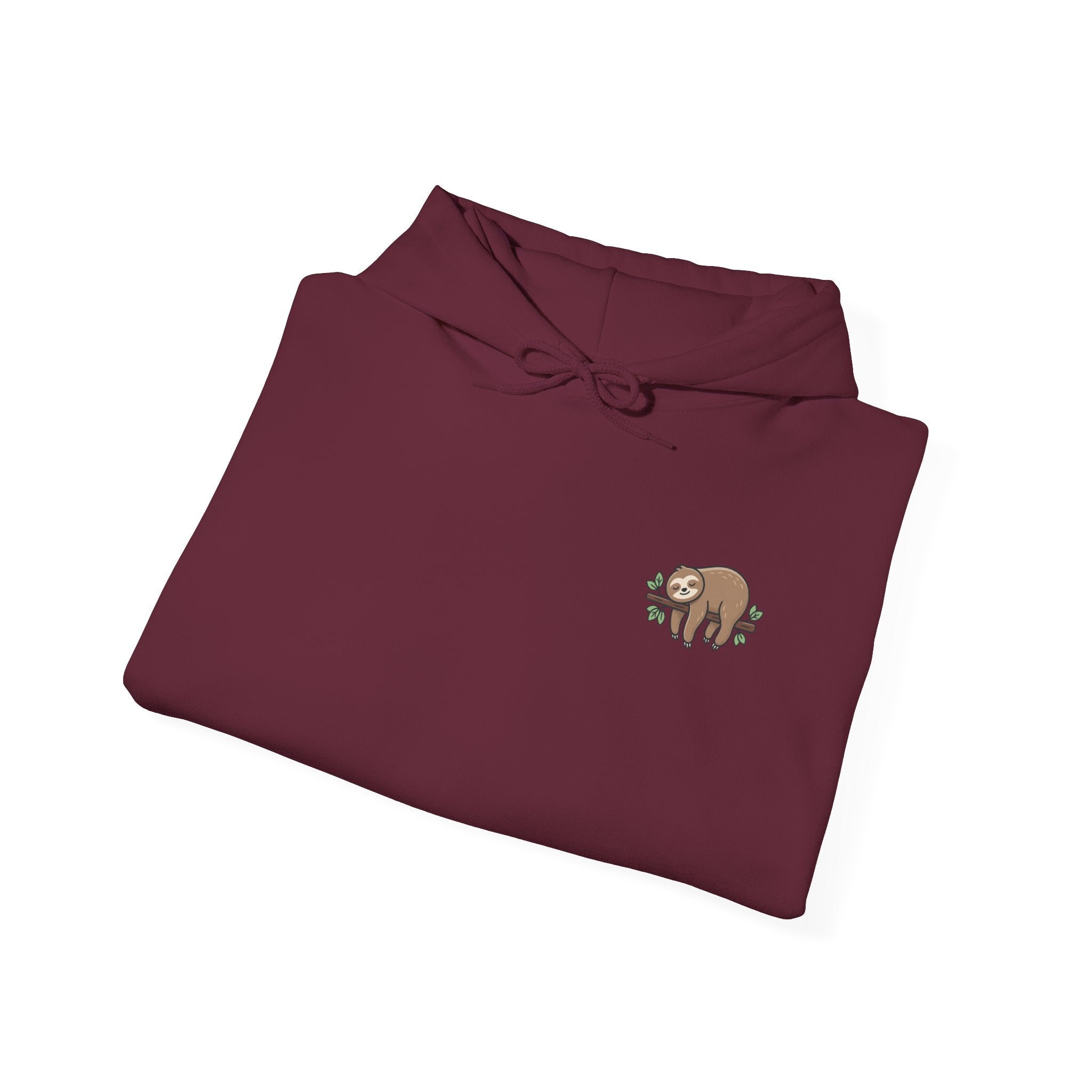 Hoodie — Small Embroidered Sloth Graphic Hooded Sweatshirt