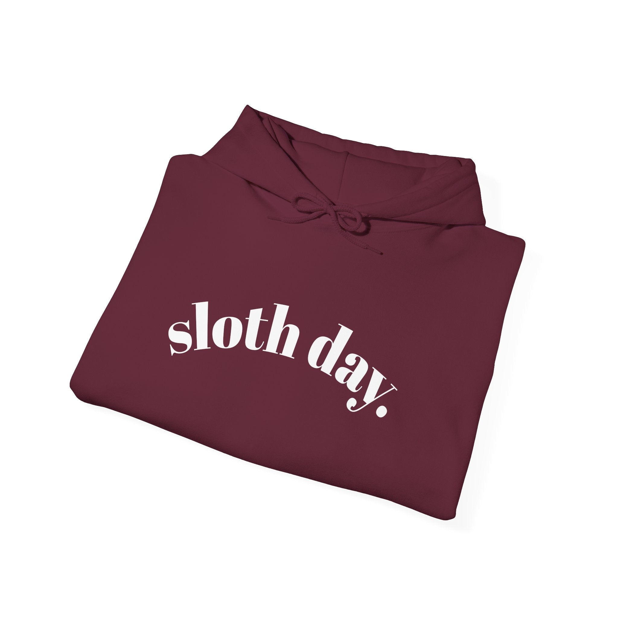 Sloth Day Hoodie — Minimal Sloth Day text hoodie