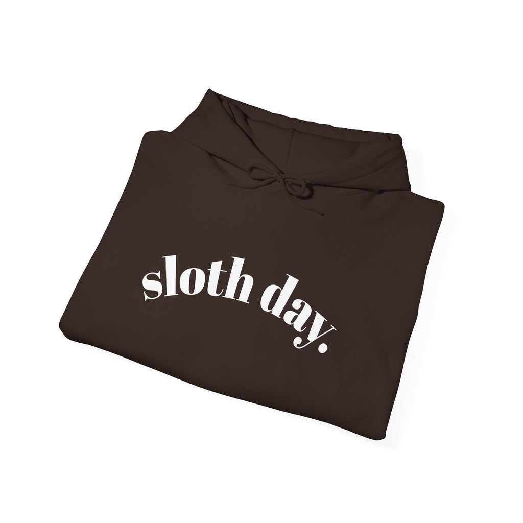Sloth Day Hoodie — Minimal Sloth Day text hoodie