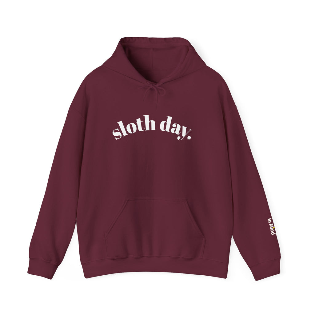 Sloth Day Hoodie — Minimal Sloth Day text hoodie